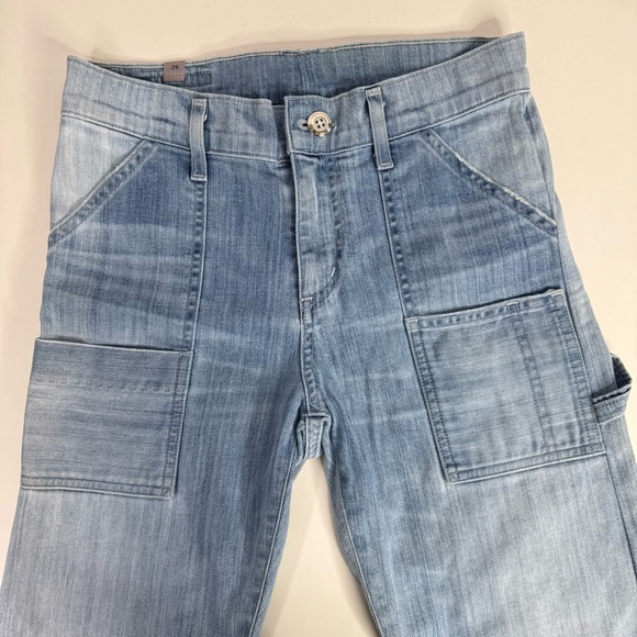 CITIZENS OF HUMANITY Leah 25 Cargo Straight Leg Light Wash Utility Denim Jeans - Picture 6 of 15